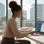 Estudante usa ChatGPT na educação no notebook para organizar ideias e revisar textos acadêmicos de forma ética em 2026.