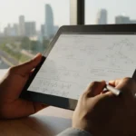 E-reader aberto em um PDF técnico com gráficos. Saiba se E readers valem a pena para gerenciar documentos complexos.