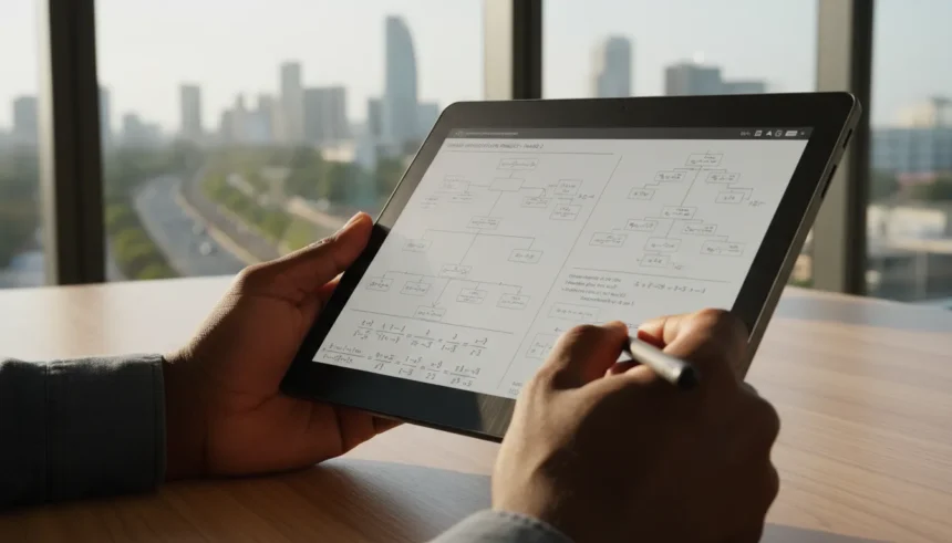 E-reader aberto em um PDF técnico com gráficos. Saiba se E readers valem a pena para gerenciar documentos complexos.