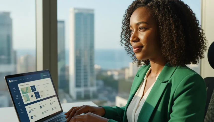 Professor utiliza notebook com interfaces de IA e ferramentas digitais para professores para otimizar o planejamento.