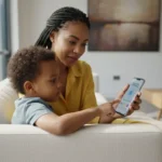 Mão configura controle parental em celular para garantir a segurança digital das crianças em aplicativos e jogos.