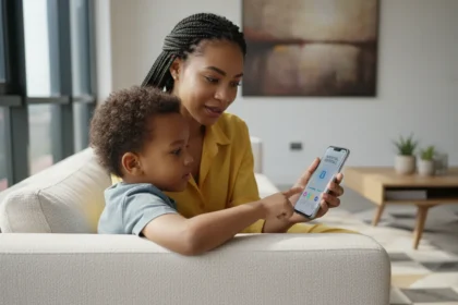 Mão configura controle parental em celular para garantir a segurança digital das crianças em aplicativos e jogos.