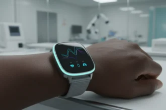 Interface Fitbit e ferramentas de Google AI health em destaque no evento The Check Up 2026 sobre inovação em saúde.