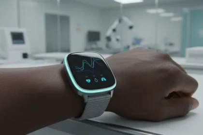 Interface Fitbit e ferramentas de Google AI health em destaque no evento The Check Up 2026 sobre inovação em saúde.