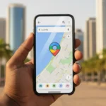 Smartphone com o Google maps novo icone em destaque, exibindo o design atualizado para os sistemas Android e iOS.