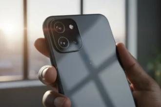 Smartphone Google Pixel 11 Pro com design minimalista e destaque para o módulo de câmeras traseiras aprimorado.