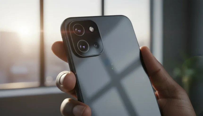 Smartphone Google Pixel 11 Pro com design minimalista e destaque para o módulo de câmeras traseiras aprimorado.