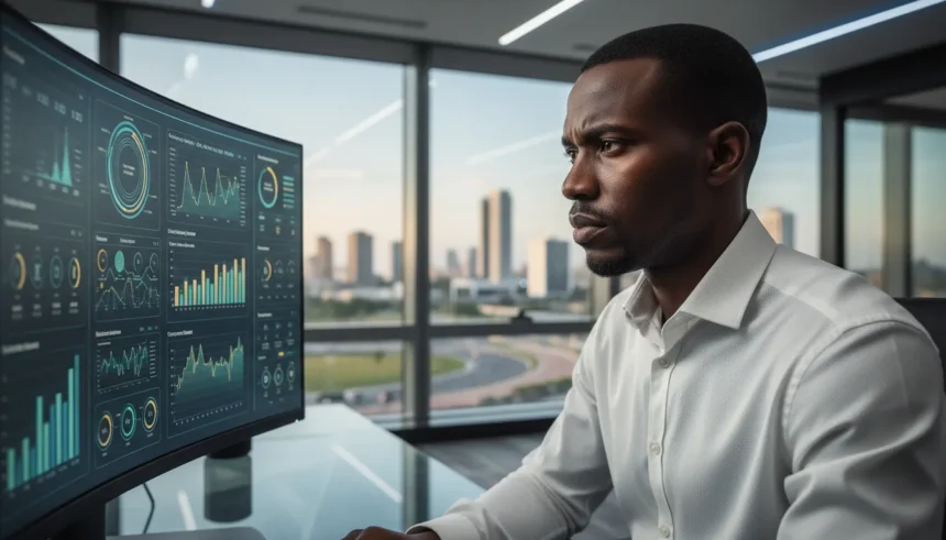 Logos do Google, Meta e Amazon integrados à IA nas avaliações de desempenho e análise de promoções corporativas.