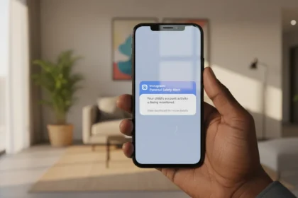 Celular com aviso do Instagram alerta pais sucidio via SMS e WhatsApp após buscas repetitivas de adolescentes.