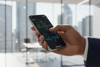 Logo da Meta e ondas sonoras digitais. Meta processos anunciantes fraudes por uso de vozes clonadas em anúncios falsos.