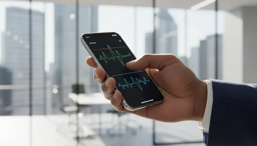 Logo da Meta e ondas sonoras digitais. Meta processos anunciantes fraudes por uso de vozes clonadas em anúncios falsos.