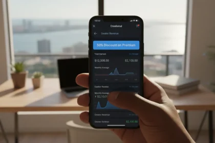 Logotipo do X com oferta de 50% off e moedas simbolizando o X Premium pagamento por postagens para criadores.